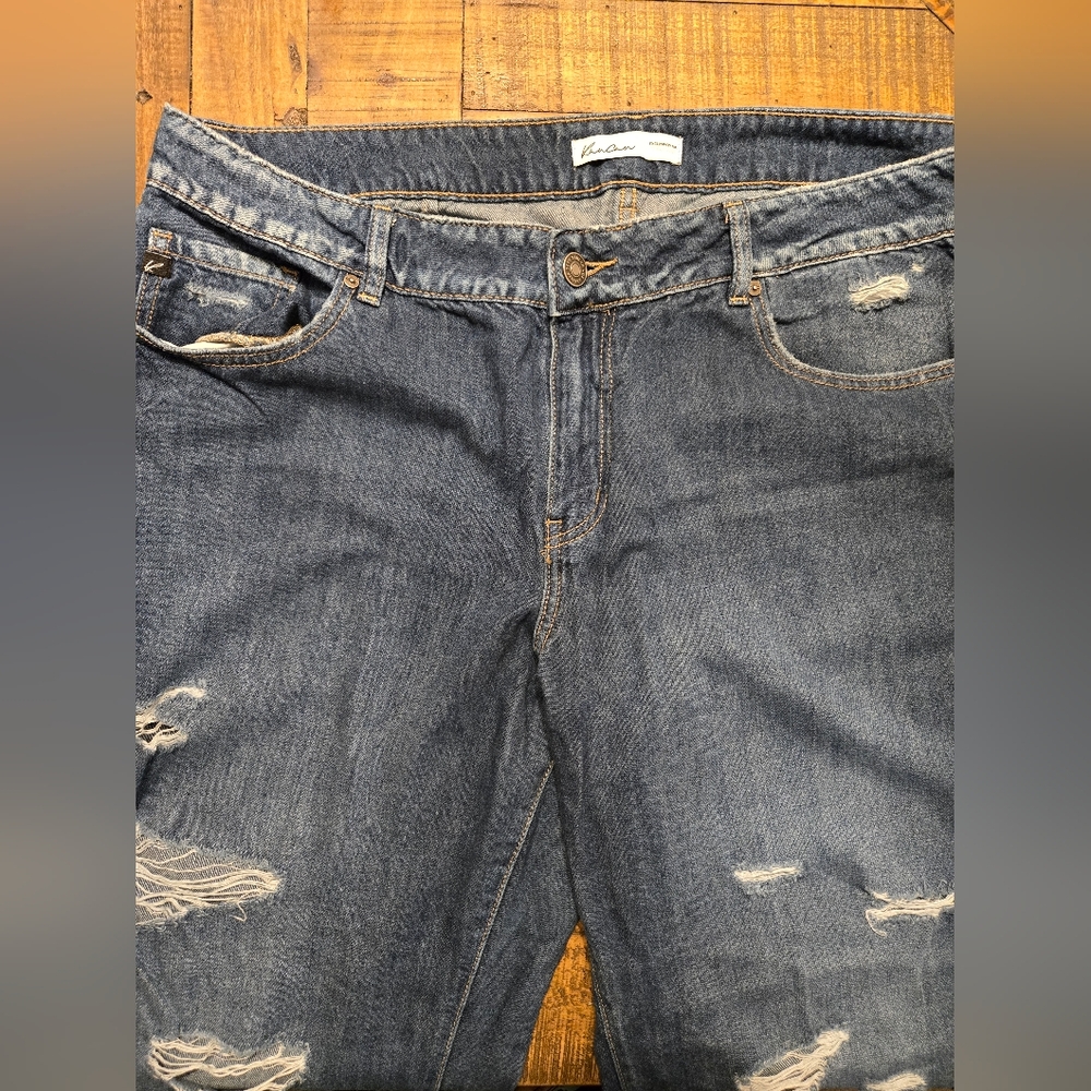 KanCan Women's Wide Leg Ripped Denim Jeans